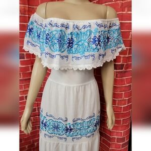 Nightcap Greek Isle Maxi Dress in White Off the shoulders Size M NWT $429.00
